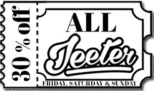 Jeeter 30% Off on Friday, Saturday and Sunday